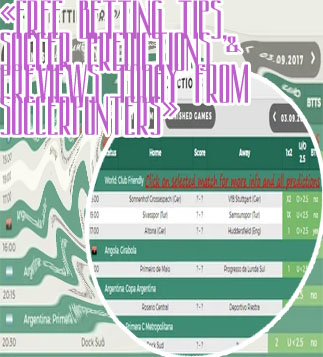 Soccer tips predictions for today